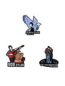 3 chiếc ghim cài áo phong cách Rock & Roll, phụ kiện huy hiệu kim loại chủ đề âm nhạc dân gian, thơ ca, thời trang sáng tạo. - Nhiều màu - Xem 10