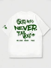 Áo thun ngắn tay nam FRACTYR phong cách tối giản mùa hè in chữ "Never" | Áo thun đa năng dễ phối đồ phong cách đường phố - trắng - Xem 3