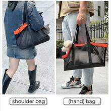 1pc Denim Pet Carrier Bag, Portable Handbag & Shoulder Bag, Suitable For Cats/Teddy/Poodle/Panda, Open Design Outdoor Backpack - Multicolor - View 3