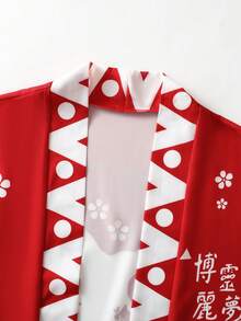 Áo choàng tay lửng kiểu Nhật Bản họa tiết yêu quái, áo khoác cardigan nhẹ, dáng rộng, thoải mái dành cho nam và nữ. - Đỏ - Xem 5