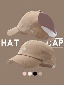 1 Mũ lưỡi trai nữ kiểu bóng chày có lỗ xỏ tóc đuôi ngựa và thêu hình trái tim, mũ chống nắng mùa hè đa năng. - Nhiều màu - Xem 4