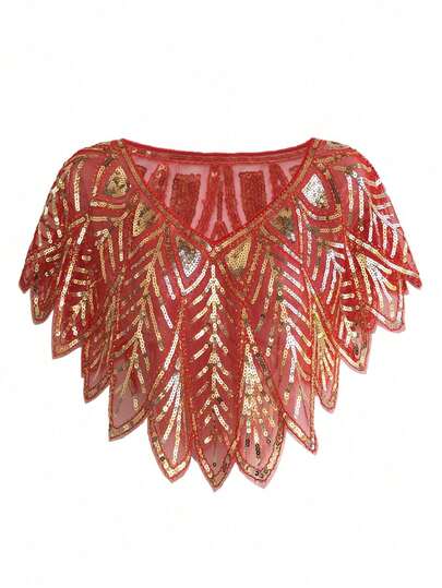 女士夏季亮片披肩，正式礼服披肩，串珠短款小外套（1件装）