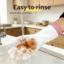 A Pair Of Cleaning Gloves For Home Use, Comfortable Dishwashing Gloves For Household Chores And Kitchen Use, Durable, Thick, And Wear-Resistant, Suitable For Washing Clothes And Cooking, Essential For Outdoor Camping - Size L [Suitable for Women] One Pair - View 4