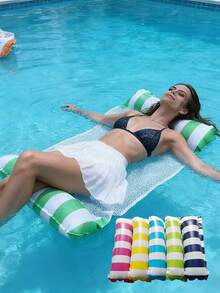 Inflatable Water Hammock Lounger - Durable PVC Material, Foldable Striped Inflatable Pool Float, Suitable For Pool Party And Summer Gift - Multicolor - View 2