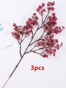 Bó hoa baby's breath nhân tạo gồm 3 bông, thích hợp cho đám cưới, nhà cửa, nhà hàng, phòng ngủ, trang trí bình hoa, tiệc sinh nhật, trang trí đám cưới, quà tặng ngày Valentine, nguyên liệu tự làm đồ trang trí năm mới, quà tốt nghiệp, v.v. - Màu Đỏ Sâu - Xem 5