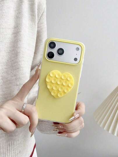 1pc Jelly Color Macaron Cute 2-In-1 Phone Case With DIY Heart-Shaped Suction Cup, 2025 Latest Bestselling Phone Case, Suitable For IPhone 11, 11 Pro, 11 Pro Max, 12, 12 Pro, 12 Pro Max, 13, 13 Pro, 13 Pro Max, 14, 14 Pro
