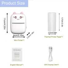 SOKANY Impressora Portátil Sem Fio Mini, Design Fofo de Gato, Fácil de Carregar, Interface USB (400mAh), Adequada para Todos os Smartphones. Imprima Fotos, Etiquetas e Anotações a Qualquer Hora e em Qualquer Lugar. O Presente Perfeito para Estudantes e Trabalhadores de Escritório. Também Ótimo para Viagens e Uso Doméstico. A Impressão Instantânea Mudará a Sua Vida. - Multicolorido - Visão 7