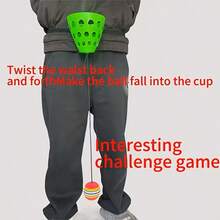 4件套旋转球游戏套装，旋转水桶游戏，多人互动游戏，适合训练手眼协调能力，趣味派对游戏，敏捷性训练，适用于圣诞节、情人节、节日聚会、户外活动、家庭娱乐、公司团建——无需电源，独特的精美小礼物和单人派对礼品 - 彩色 - 查看 4