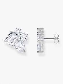 1 Đôi bông tai bạc đính đá Zirconia, trang sức thanh lịch và thời trang, thích hợp đeo hàng ngày, làm quà tặng cho bạn gái. - Bạc - Xem 2