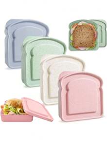 1pc/4pcs Sandwich Box Container, Reusable Bento Box, Toast-Shaped Lunch Box With Lid, Can Hold Salad, Fruit And Vegetables, Bread, Snacks, Suitable For Office, School, Picnic, Camping, Party, Etc., Perfect As A Gift For Family And Friends - View 1