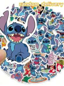 Disney Bộ 20/40/60/80/100 miếng dán hoạt hình Stitch chống thấm nước, có bản quyền chính thức, thích hợp để trang trí bình nước, máy tính xách tay, cản xe, phòng ngủ, tủ quần áo, ô tô, ván trượt, máy tính, điện thoại, mũ bảo hiểm (Giao hàng ngẫu nhiên, 20 miếng/bộ, có thể kèm thêm miếng dán) - màu xanh da trời - Xem 11