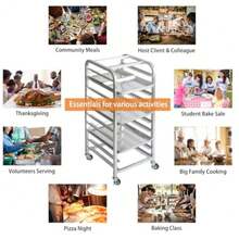 Estante de 10 niveles para bandejas de cuarto y media hoja estante de velocidad para hornear pan para enfriar soporte de panadería con ruedas para bandeja de panadería carrito rodante - Pago - Ver 8