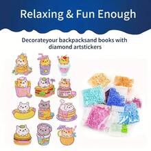 12pcs DIY Cute Cat Diamond Painting Kit, Includes Gems Tools, Craft Art, Best Mosaic Sticker Gift - Multicolor - View 6