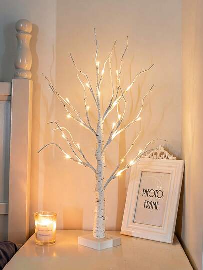2 Sets White Birch LED Decorative Lights, White Birch Christmas Decorations With Lights Suitable For Home, Tabletop, Fireplace, Office, Bedroom, Wedding, Party, Warm White Fairy Lights Decor Tree
