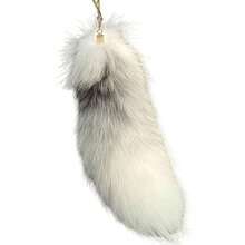 Huge Fluffy Faux Therian Fox Tail Fur Key Chain Keychain Pendant Gift For Women Girl - Silver Fox - View 5