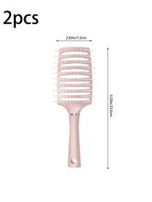 1/2pcs Pink Large Tooth Comb, Hair Curling Brush, Backcombing Volumizing Styling Tool, Air Cushion Massage Brush, Anti-Hair Loss, Suitable For All Hair Types, Long Thick Curly Natural Hair - Multicolor - View 8