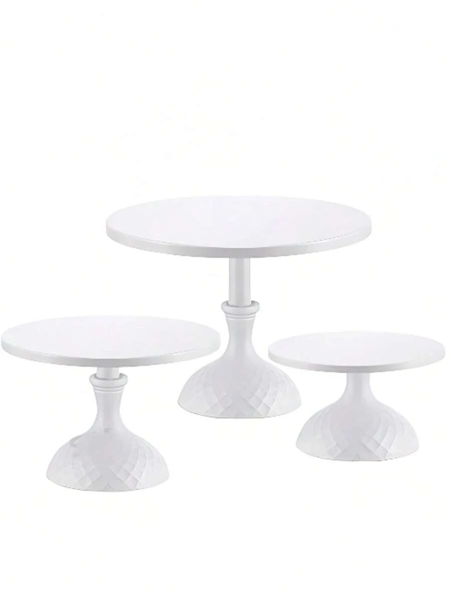 1pc White Cake Stand, Birthday Party Dessert Rack, Event Wedding Cake Dessert Metal Tray, Cupcake Display Platter And Stand - White - View 1