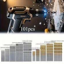 101pcs Titanium Coated High Speed Steel Drill Bit Set With Drill Bit Sharpener - Portable Multi-Functional Drill Bit Set, Sharpen Drill Bits Quickly, Maintenance Gift For Husband - 100 Drill Bits + 1 Drill Sharpener - View 5