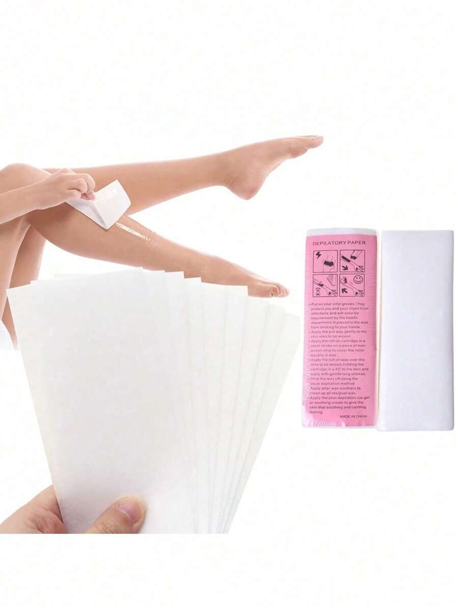 100pcs/50pcs Unisex Waxing Strips, Waxing Accessories, Need To Be Used With Wax! (Wax Not Included) Waxing Paper Accessories, One-Time Professional Salon Waxing Strips, Essential Waxing Products And Accessories For Barbershops, Beauty Salons, And Travels/One-Time Non-Woven Waxing Paper, Waxing Accessories Wax Strips Hair Removal Depilatory Body Hair Removal - Multicolor - View 1