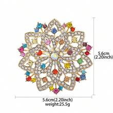 1pc Bohemian Zinc Alloy Center Iridescent Shiny Outer Evenly Embedded Colorful Rhinestone Floral Brooch, Suitable For Women's Daily Wear - Flowers - View 5