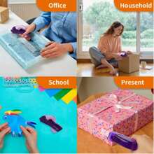 1 pièce Distributeur de ruban adhésif automatique multicolore, sans pile nécessaire, facile à utiliser, coupe d'un seul geste, coupe nette sans mains collantes et pratique. Design ergonomique enveloppant pour une utilisation sécurisée, convient à divers rubans, adapté pour la maison, le bureau, l'emballage cadeau, l'artisanat et plus encore. Idéal pour les cadeaux de Noël, fêtes, anniversaire, fête des mères, Saint-Valentin. - Multicolore - Voir 9