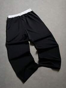 男士休闲宽松直筒运动裤，春秋季 - 黑色 - 查看 5