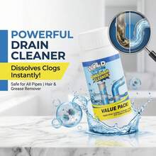 110g Powerful Drain Cleaner Powder, Sink & Toilet Pipe Unclogger, Fast Foaming Drain Clog Remover For Kitchen, Bathroom, Shower & Floor Drains - 110g - View 2