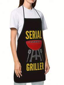 [Durable Design] Adjustable Cooking Apron For Grill - Black With Red Pattern, Suitable For Men And Women, Retro Style, Suitable For Home And Outdoor Cooking, Durable Fabric, Barbecue Apron - 60*80cm - View 6