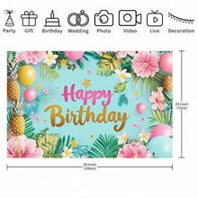 1 件热带花卉生日快乐背景布，以火烈鸟、棕榈叶和热带花卉为特色。非常适合主题派对装饰和生日派对用品，适用于蛋糕桌装饰、家居装饰、摄影背景、室内外派对横幅装饰和派对背景。 - 多色 - 查看 8