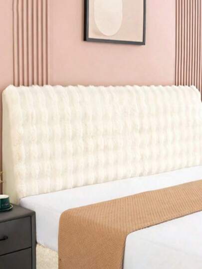 1pc Soft Plush Headboard Cover, Warm Dust-Proof Headboard Protector For Winter, Decorative Open-Style Dual-Sided Fleece Headboard Cover, Large Size Pet-Friendly Furniture Protector, Easy To Clean, Warm For Autumn/Winter
