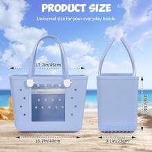 Lightweight Rubber Beach Bag XL Transparent Window Travel Tote Bags - 草綠色 - 查看 9
