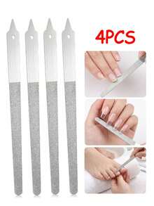 4PCS Convenient Household Stainless Steel Double-Sided Emery Polishing Strip Nail File Polishing Strip - A Special Tool For Manicure And Nail Repair(2/1pc) - Multicolor - View 1