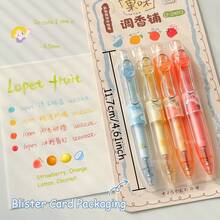 4pcs Fruit Scented Ballpoint Pens, 0.5mm Colorful Quick-Drying Neutral Pens, Fashionable Minimalist Transparent Stationery Pens For Journaling & Drawing - A - View 6