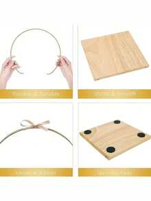 Set Of 1 Metal Floral Hoops For Table Centerpieces, Featuring A Golden Hoop With A Stand, Ideal For Creating Wedding Crafts, Parties, And Home Table Decor - View 2