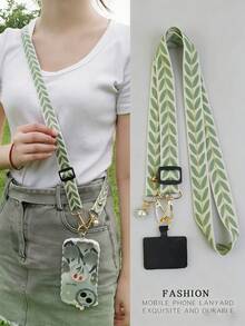 1pc Adjustable Long Crossbody Phone Lanyard With Pearl Pendant, Versatile V-Shaped Halter - Multicolor - View 1