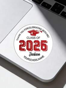12/24/40张定制文字“2026届毕业”贴纸 – 个性化闪光毕业帽感谢标签，可定制姓名和学校名称 | 毕业季派对装饰，适合毕业生、家人和老师 | 礼品袋和信封封口装饰，毕业感谢标签 - 彩色 - 查看 4