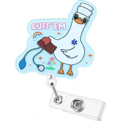 1 chiếc kẹp thẻ y tá ngộ nghĩnh, kẹp thẻ ID có thể thu gọn dễ thương với kẹp cá sấu, kẹp thẻ tên y tế hài hước, phù hợp cho y tá đã đăng ký, y tá đang hành nghề, thạc sĩ, cử nhân, sinh viên điều dưỡng, bác sĩ, quà tặng cho y tá, làm bằng acrylic