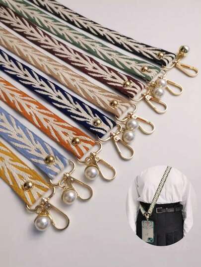 Cordón ajustable para teléfono con textura de hoja de sauce y perla, correa resistente antiperidida para uso en exteriores para mujeres