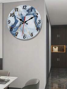 Đồng hồ treo tường hiện đại hình tròn, kích thước 10 inch/12 inch, chất liệu gỗ, họa tiết vân đá cẩm thạch trừu tượng, không gây tiếng tích tắc, màu xanh dương và vàng, chạy bằng pin (AA), thích hợp cho nhà bếp, phòng ngủ, phòng khách, cầu thang, phòng giặt. - A - Xem 7