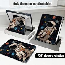 1pc Astronaut, Star, Planet Pattern PU Leather Desk Pad With 360° Rotating Stand And Pen Slot, Auto Sleep/Wake Function, Suitable For Back To School, Valentine's Day, Holiday Gifts - Multicolor - View 8