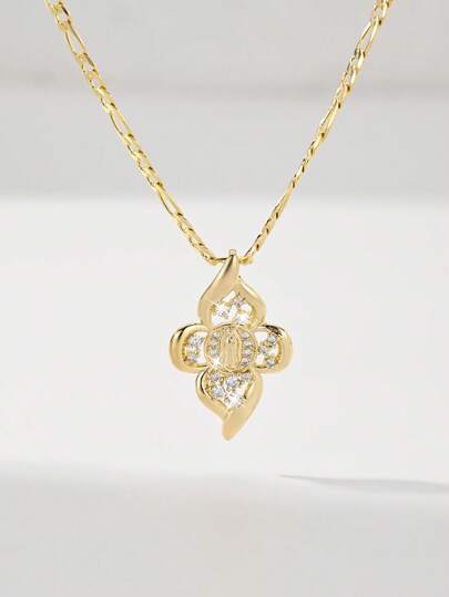  1pc Classic European & American Style Copper Inlaid Zirconia Small Vintage Gold Guadalupe Virgin Mary Pendant Necklace, Suitable For Christmas/Thanksgiving/Halloween/Mother's/Valentine's Day Gifts, Catholic First Communion, Daily & Festival Wear, Prayer