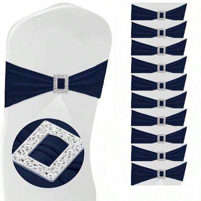 带蝴蝶结的弹性椅套，带滑扣的可调节椅带，适用于婚礼、派对、活动装饰的通用弹性椅套