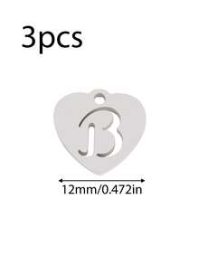 3个/套 心形吊坠 不锈钢英文字母吊坠 A-Z 字母饰品，适用于手工手链、耳环等珠宝制作 - 吊墜 - 查看 24