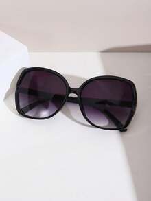 1 Peça Óculos de Sol Femininos Ovais da Moda, Design Lateral Vazado Degradê, Proteção UV, Óculos de Sol Retrô Extra Grandes Adequados para Verão, Praia, Viagem, Traje - Roxo empoeirado - Visão 2