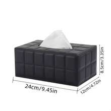 Hộp đựng khăn giấy hình chữ nhật lớn bằng da PU màu đen kẻ caro. - màu đen - Xem 4