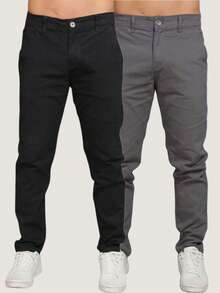 Men's Twill Pants Kit Men's Pants With Lycra Elastane - 黑色 - 灰色 - 查看 1
