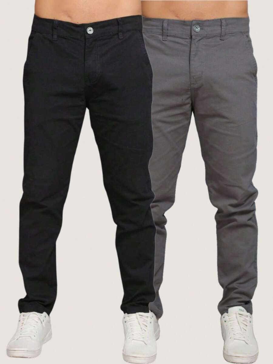 Men's Twill Pants Kit Men's Pants With Lycra Elastane - 黑色 - 灰色 - 查看 1