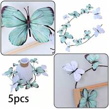 5 cành cây khô nhân tạo có hình bướm, dùng trang trí cửa sổ và sân vườn, hình bướm 3D sống động như thật. - Nhiều màu - Xem 36