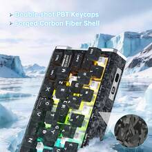 ATTACK SHARK R68HE 60% 有线快速触发 8K RGB 机械游戏键盘，0.005mm 精度，0.08ms 延迟，256K 轮询率，霍尔效应磁性开关，碳纤维 + CNC 铝合金材质，适用于 PC FPS 游戏，包含螺旋线缆，2026 年圣诞节和新年礼物，圣诞特别版 - 哑光黑/冰蓝/黑 - 查看 8