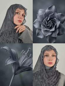 1 Pc Solid-Color Crepe Wrap Hair Hijab, Prayer Headscarf Long Robe, Multipurpose Hair Accessory, Lightweight Shawl - Multicolor - View 10